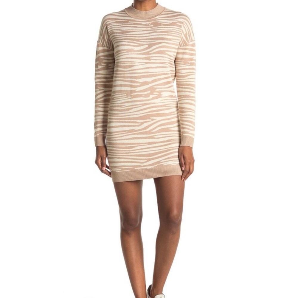 WAYF Intarsia Zebra Print Sweater Dress Size Medium